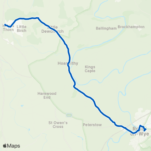 Nick Maddy Coaches Cantilupe Road - Little Birch Turn map