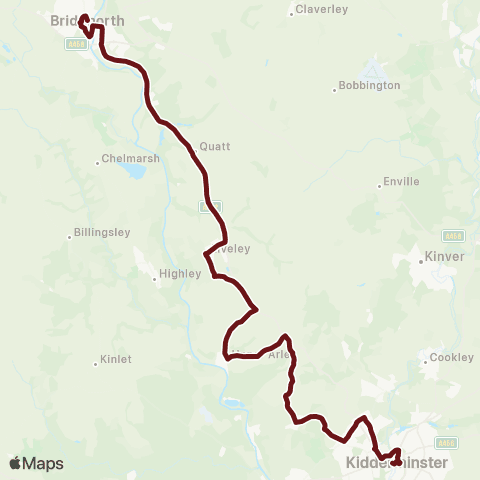 Select Bus Services Harp Inn - Kidderminster Bus Station map