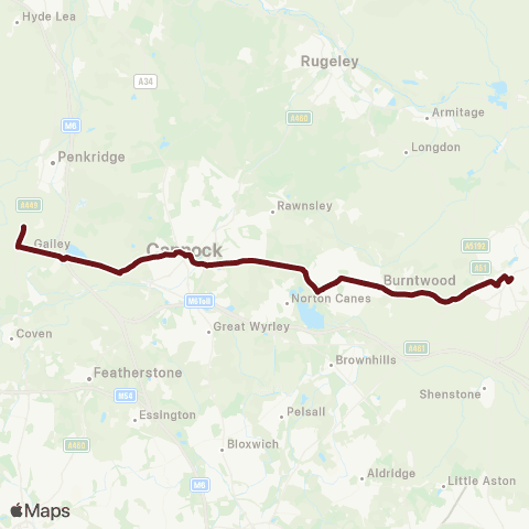 Select Bus Services Bus Station - Rodbaston College map