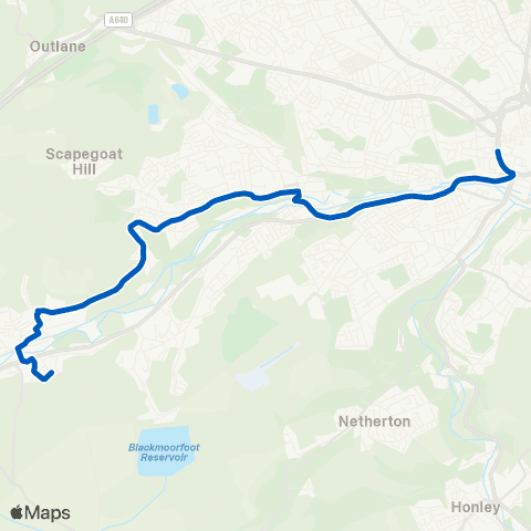 Stotts Coaches Tudor St Gordon St - Huddersfield Bus Sta map