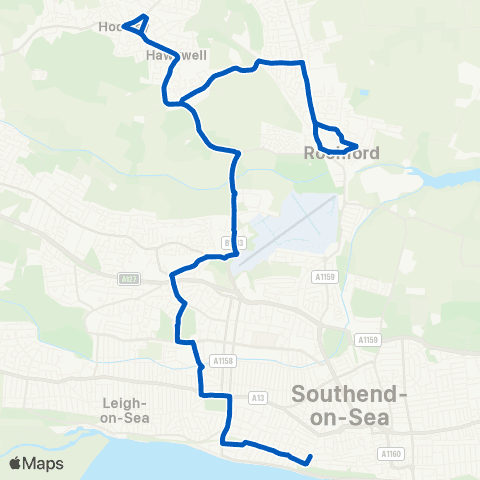 Stephensons of Essex Roche Avenue - St Bernards High School map