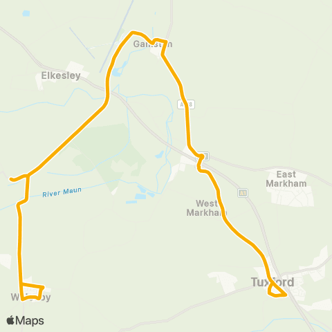 Stagecoach East Midlands Meden Bank - Sun Inn map