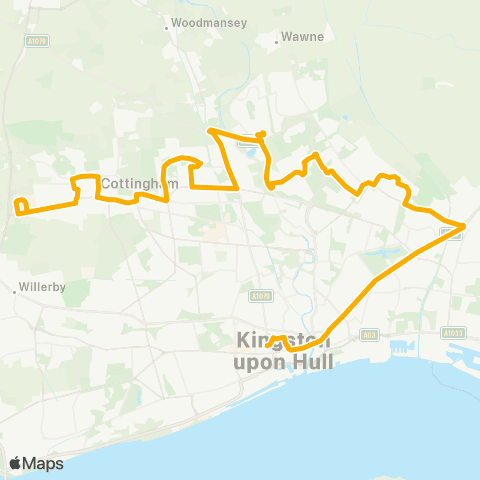 Stagecoach East Midlands Hull Interchange - Castle Hill Hospital map