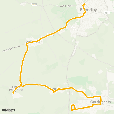 Stagecoach East Midlands Cottingham Castle Road - Beverley Bs map