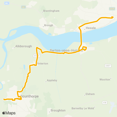 Stagecoach East Midlands Tesco - Hull Interchange map