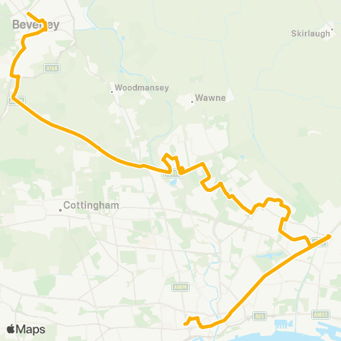Stagecoach East Midlands Hull Interchange - Beverley Bs map