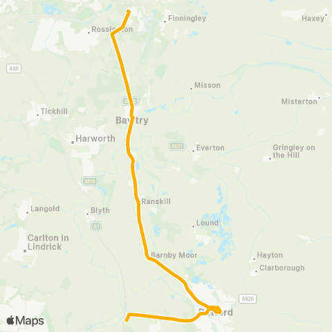 Stagecoach East Midlands Hurst Ln / Hayfield Ln - Beechwood Crescent map