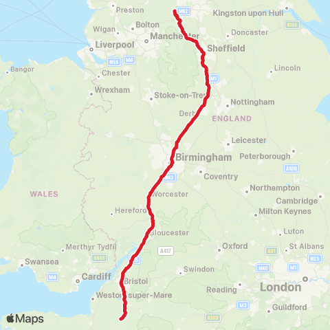National Express Glastonbury Festival Coach Pk - Sheffield Interchange / E2 map