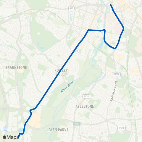 Roberts Coaches Enderby P&R - St Nicholas Circle map