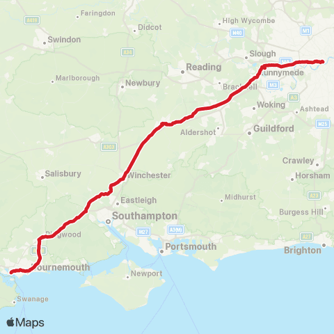 National Express Victoria Coach Sta - Bournemouth Sta map