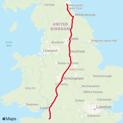 National Express Glastonbury Festival Coach Pk - Newcastle Coach Sta map