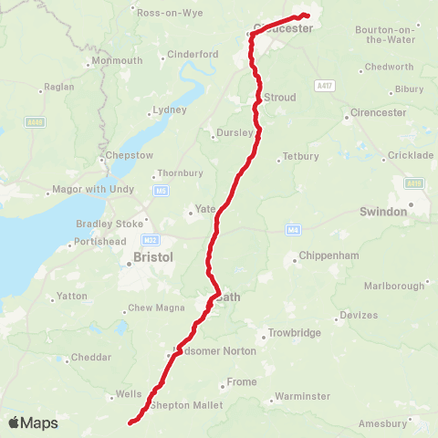 National Express Glastonbury Festival Coach Pk - Royal Well map