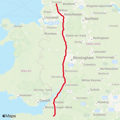 National Express Glastonbury Festival Coach Pk - Manchester Central Coach Sta map