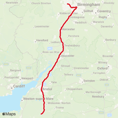National Express Wolverhampton Bus Sta - Glastonbury Festival Coach Pk map