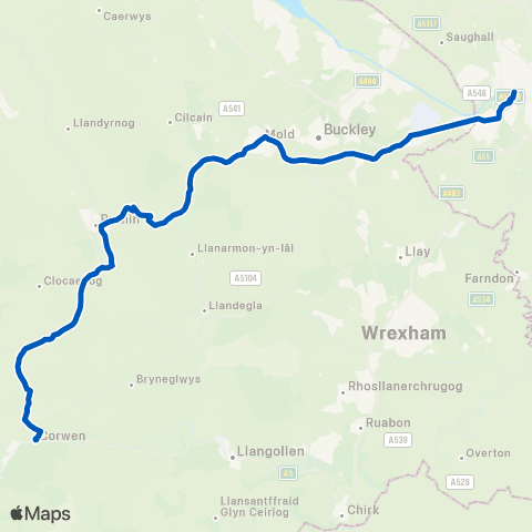 M & H Coaches Corwen Bus Station - Railway Station map