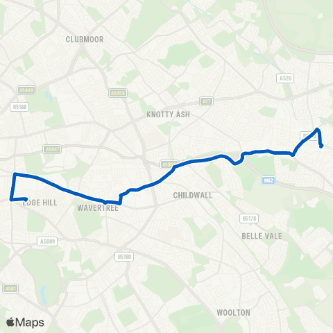 Maghull Coaches Huyton Bus Sta - Archbishop Blanche Sch map