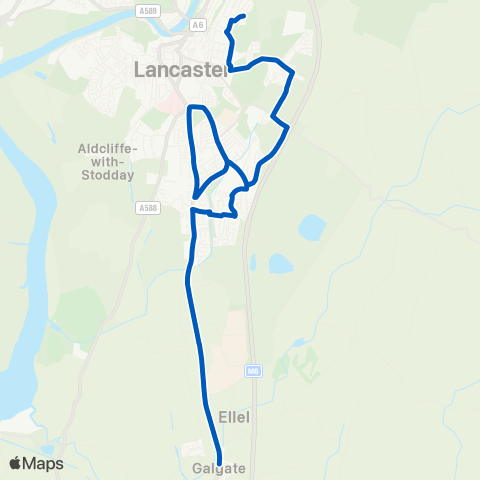 Kirkby Lonsdale Coaches Crossroads - Central Lancaster HS map