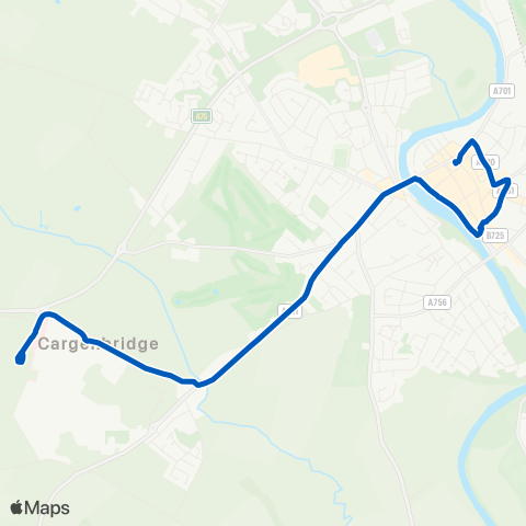 Houston's Minicoaches Burns Statue - Dumfries and Galloway Royal Infirmary map
