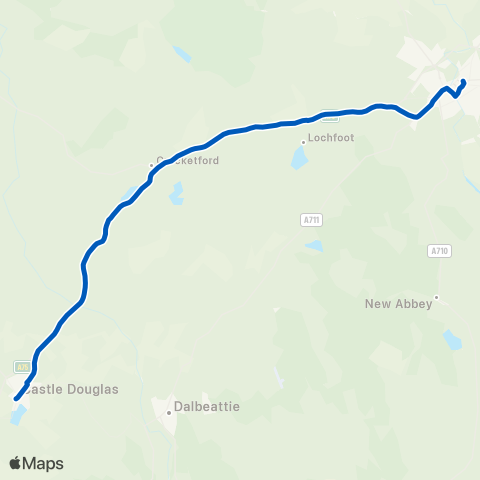 Houston's Minicoaches Carlingwark St - Dumfries Railway Sta map