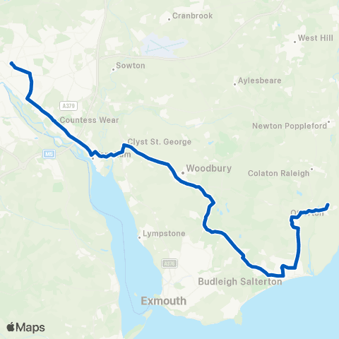 Greenslades Tours Ottery Street - Sidwell Street map