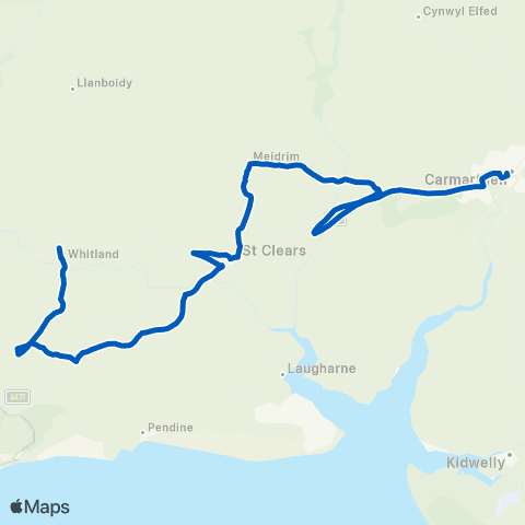 Taf Valley Coaches Carmarthen Railway Station - Lon Hywel map