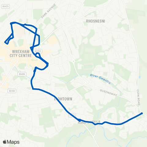 Valentines Travel Wrexham Bus Sta 1 - Wrexham Bus Sta 1 map