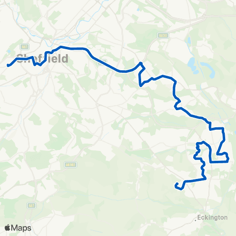 TM Travel Beech Hill Rd / Glossop Rd - Plumbley Hall Rd / Turning Circle map