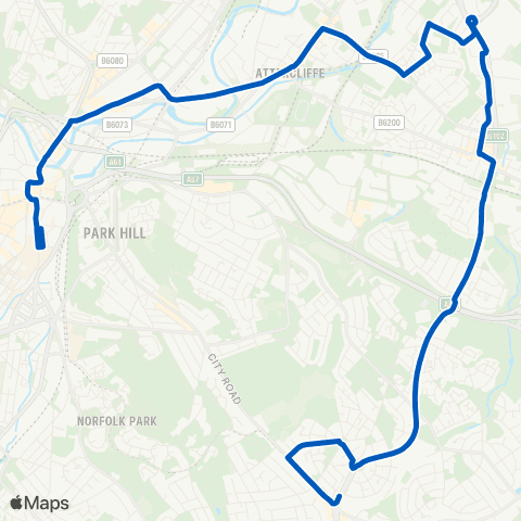 TM Travel Sheffield Interchange / B6 - Prince of Wales Rd / City Rd map