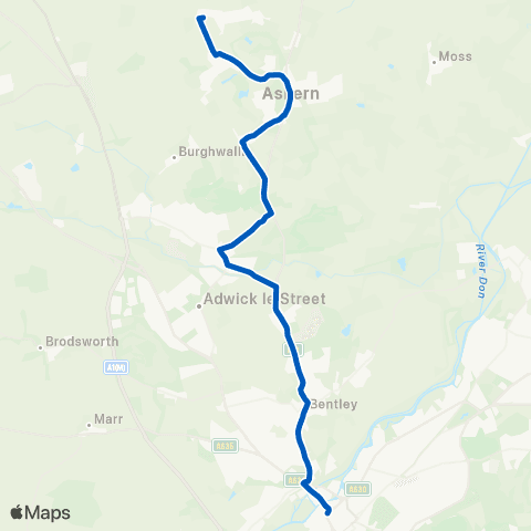 Wilfreda Beehive W End Rd / Broc-O-Bank - Doncaster Frenchgate Interchange / A12 map