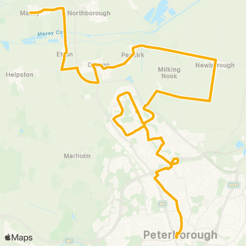 East Midlands Tuckers Nook - Queensgate Bus Station map