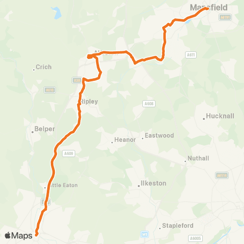 East Midlands Mansfield Bus Sta - Corporation Street map