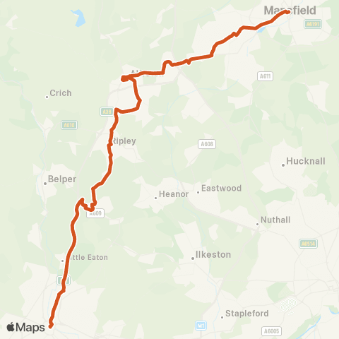 East Midlands Mansfield Bus Sta - Corporation Street map
