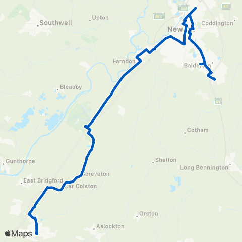 East Midlands Toot Hill School Bus Park - Lincoln St map