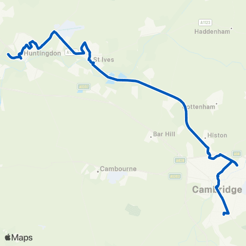 East Midlands Drummer St Bus Sta - Hinchingbrooke Hosp map
