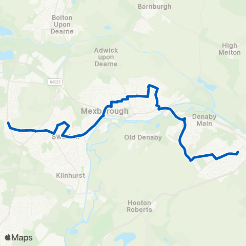 East Midlands Church St / W St - Wath Wood Rd / Woodlands Rd map