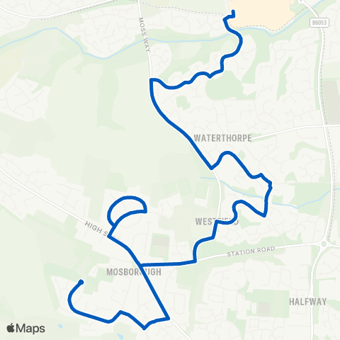 East Midlands Crystal Peaks / Cp1 - Plumbley Hall Rd / Turning Circle map