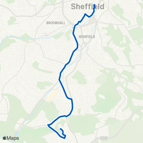 East Midlands Abbey Brook Dr / Abbey Brook Close - Sheffield Interchange / D6 map