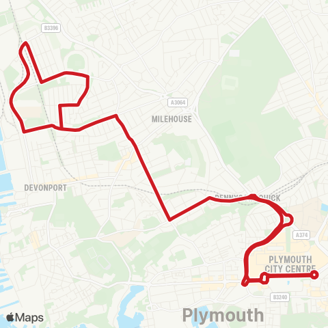 Plymouth Citybus  map