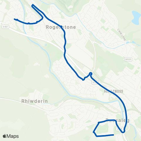 Newport Bus Primrose Way - Bassaleg School map