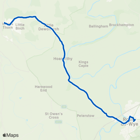 Nick Maddy Coaches Cantilupe Road - Little Birch Turn map