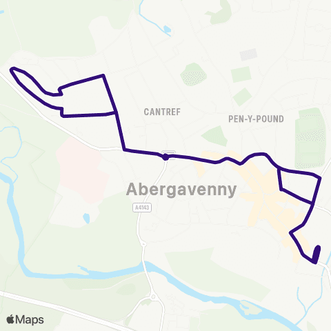 Phil Anslow Travel Abergavenny Bus Sta Stand 1 - Abergavenny Bus Sta Stand 1 map