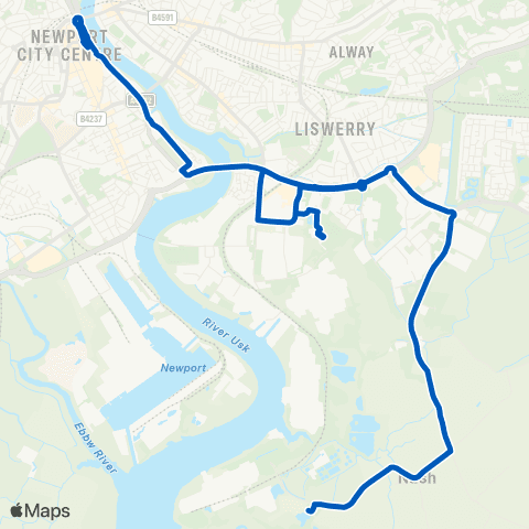 Newport Bus Newport Wetlands Reserve - Friars Walk 7 map