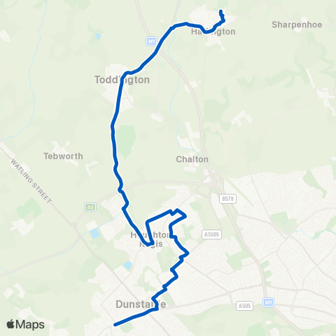 Marshalls Coaches Harlington Upper School - Whipsnade Road map