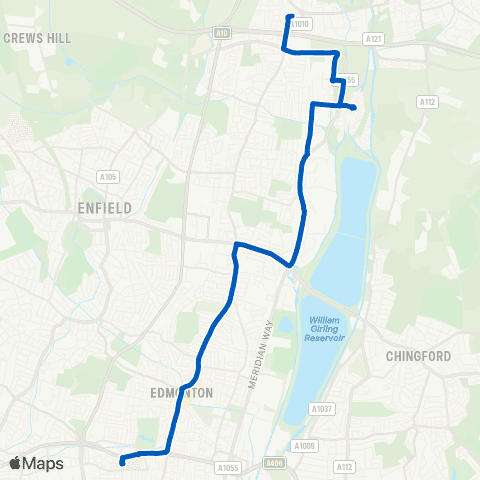 Metroline Travel North Middlesex Hospital - Bus Station map