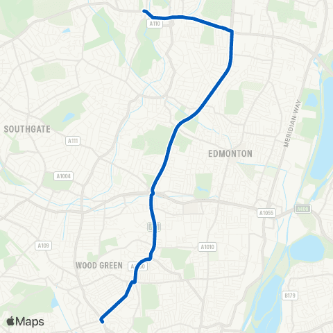 Metroline Travel Turnpike Ln Bus Sta - Enfield Chase Sta map
