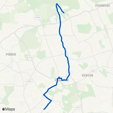 Metroline Travel S Harrow Sta - Bentley Wood High School map