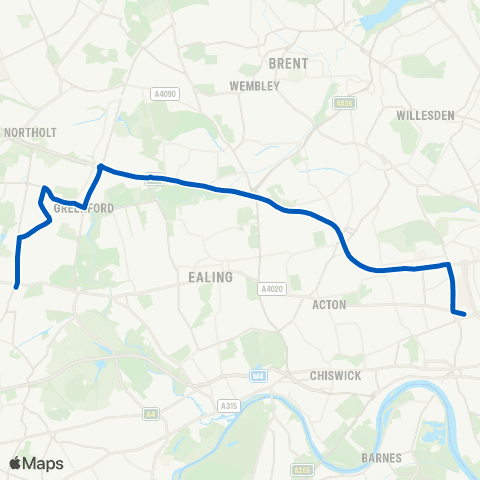 Metroline Travel Shepherd's Bush (Central Line) - Hamilton Rd / Southall map