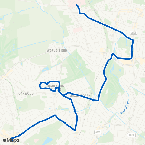 Metroline Travel Southgate - Chase Farm Hosp / Main Entrance map
