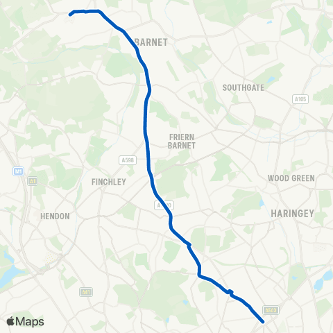 Metroline Travel Parkhurst Rd / Holloway Nags Head - Barnet Hosp map