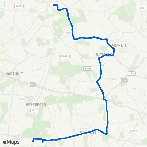 Metroline Travel Harrow Bus Sta - Three Bridges / Windmill Ln map